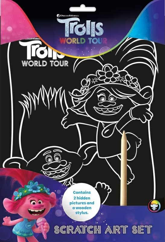 Children’s Books |   Trolls World Tour Scratch Art Set, Hardcover Book, By: Alligator Children's Books Children's Books