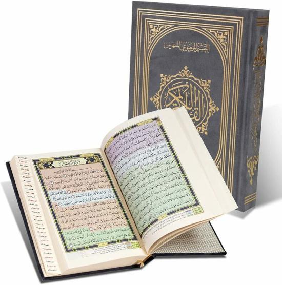 Religion & Spirituality |   The Holy Qur’An With The Ottoman Drawing, With The Narration Of Hafs On The Authority Of Asim, Indexed In Gray Velvet With Gold, With The Substantive Division Of The Noble Qur’An 14/20.(Gray) Religion & Spirituality Religion & Spirituality